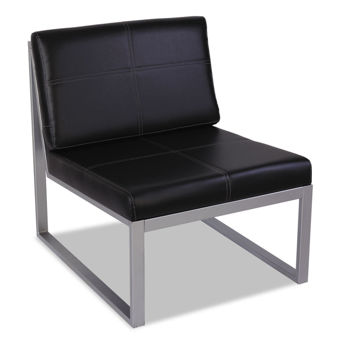 Alera Ispara Series Armless Chair, 26.38" x 31.13" x 30", Black Seat/Black Back, Silver Base