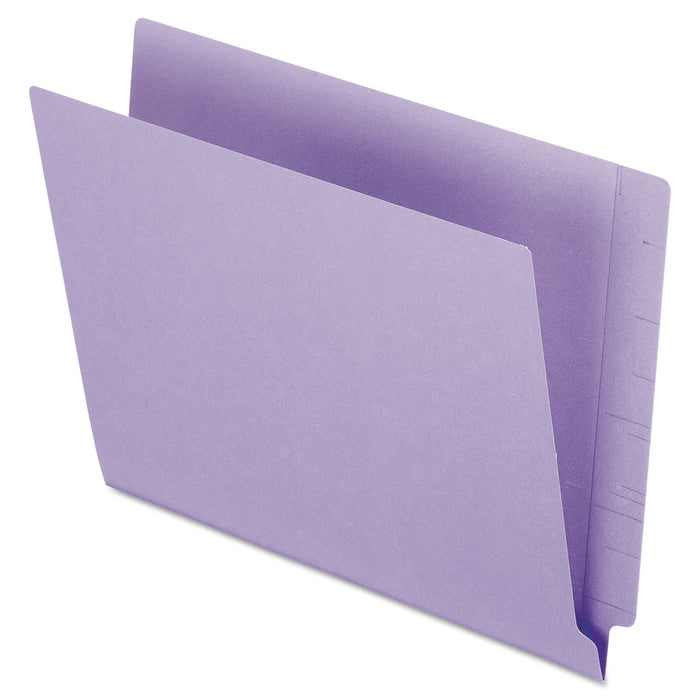 Colored End Tab Folders with Reinforced 2-Ply Straight Cut Tabs, Letter Size, Purple, 100/Box