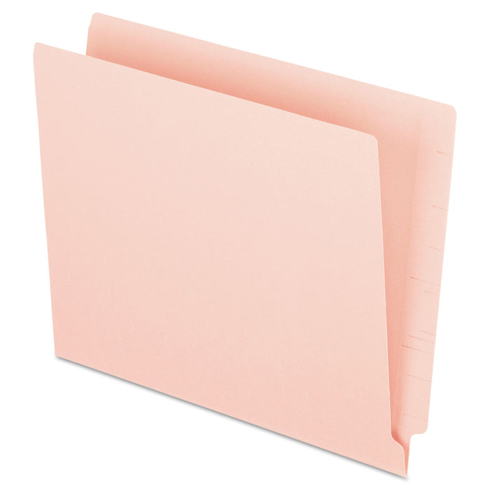 Colored End Tab Folders with Reinforced 2-Ply Straight Cut Tabs, Letter Size, Pink, 100/Box