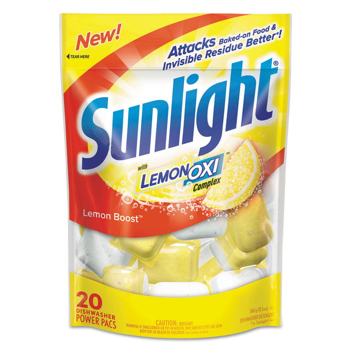 Auto Dish Power Pacs, Lemon Scent, 1.5 oz Single Dose Pouches, 20/Pk, 6 Pks/Ct
