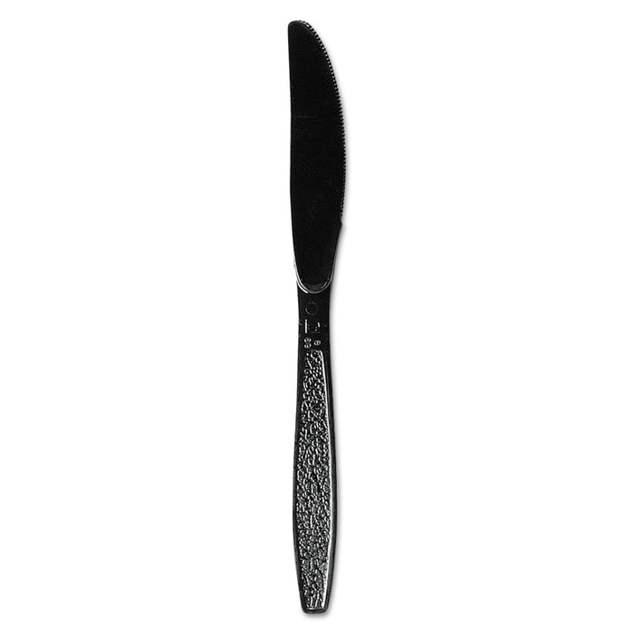 Guildware Heavyweight Plastic Knives, Black, 1000/Carton