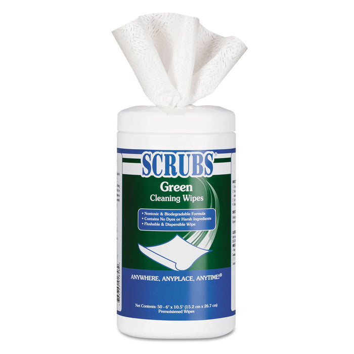 Green Cleaning Wipes, 6 x 10.5, 50/Container, 6 Containers/Carton