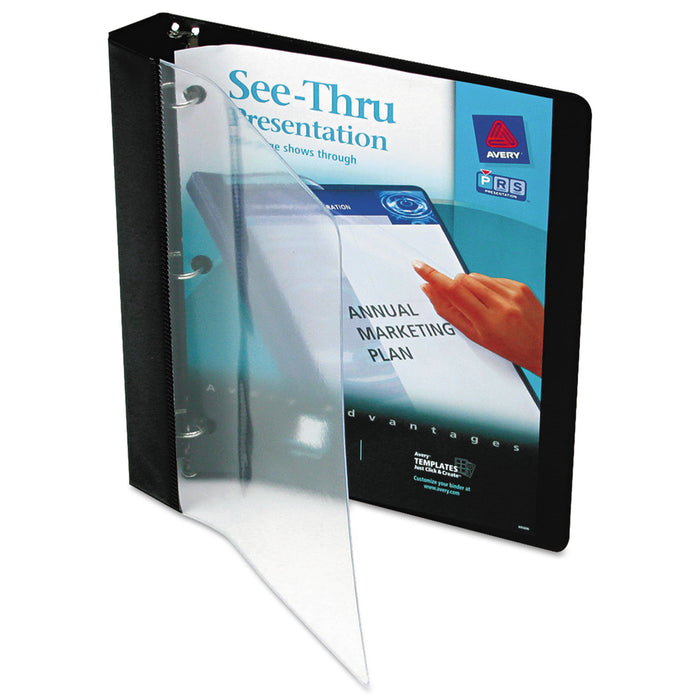 See-Thru View Binder with Round Rings, 3 Rings, 1" Capacity, 11 x 8.5, Black