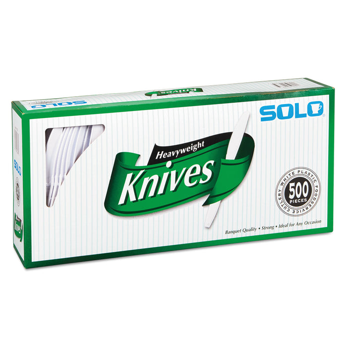 Heavyweight Plastic Cutlery, Knives, White, 7", 500/Carton