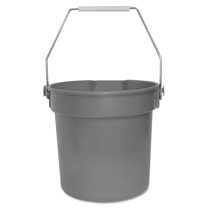 Deluxe Heavy-Duty Bucket, Gray, Polypropylene, 10qt, 10 5/8dia x 10 1/4h