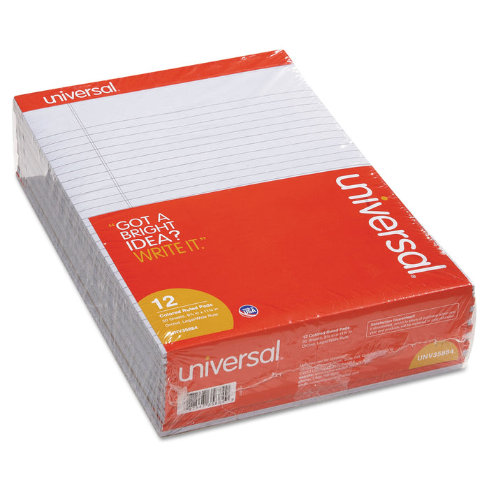 Colored Perforated Writing Pads, Wide/Legal Rule, 8.5 x 11, Orchid, 50 Sheets, Dozen