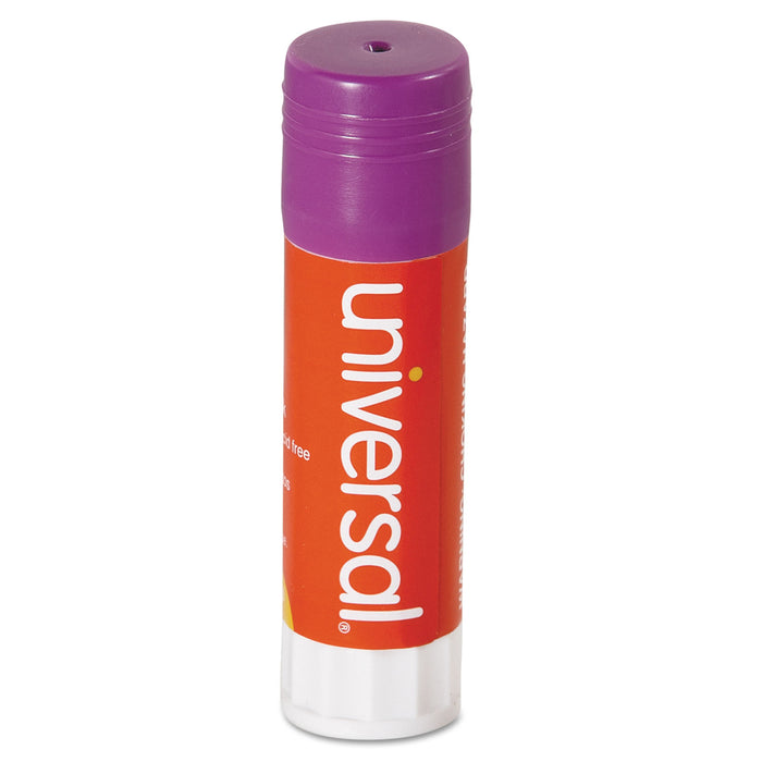 Glue Stick, 0.74 oz, Applies Purple, Dries Clear, 12/Pack