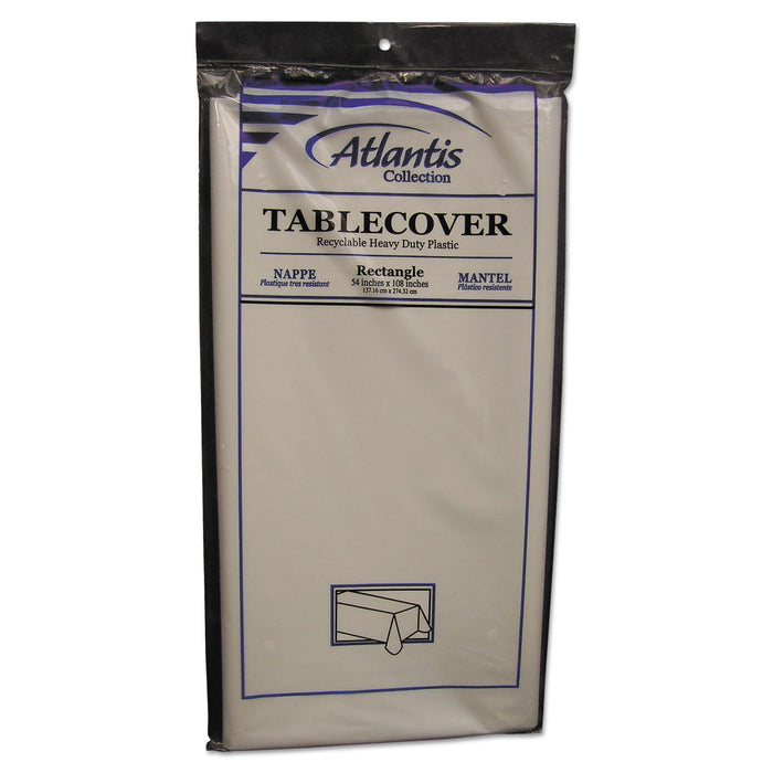 Plastic Table Cover, Rectangular, 54 x 108, White, 12/Carton