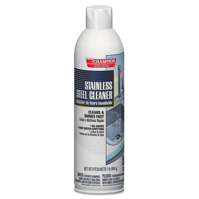 Champion Sprayon Stainless Steel Cleaner, 16oz, Aerosol, 12/Carton