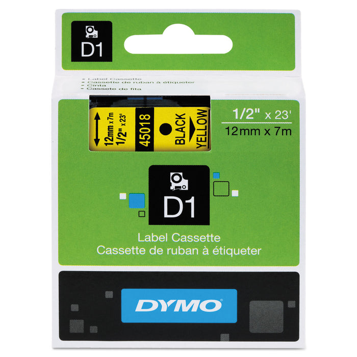 D1 High-Performance Polyester Removable Label Tape, 0.5" x 23 ft, Yellow