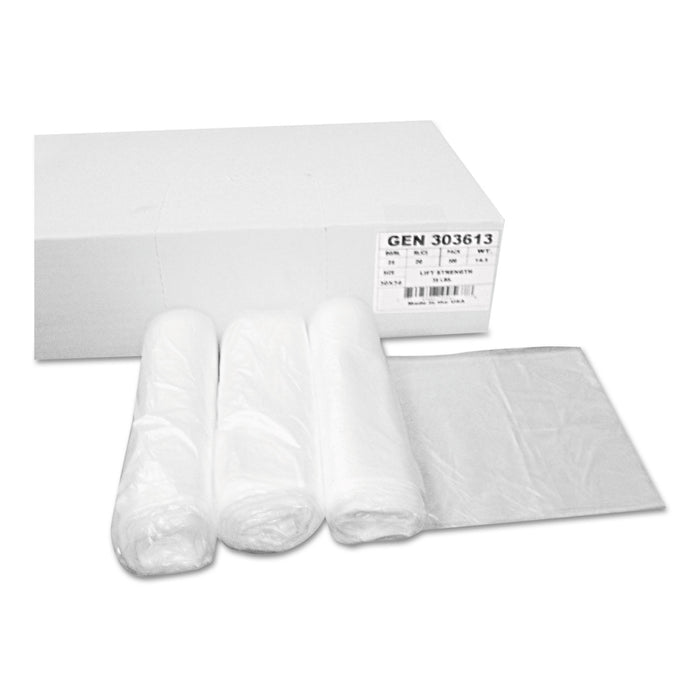 High Density Can Liners, 30 gal, 10 microns, 30" x 36", Natural, 500/Carton