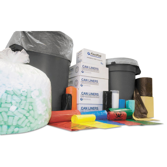 High-Density Interleaved Commercial Can Liners, 60 gal, 12 microns, 43" x 48", Clear, 200/Carton