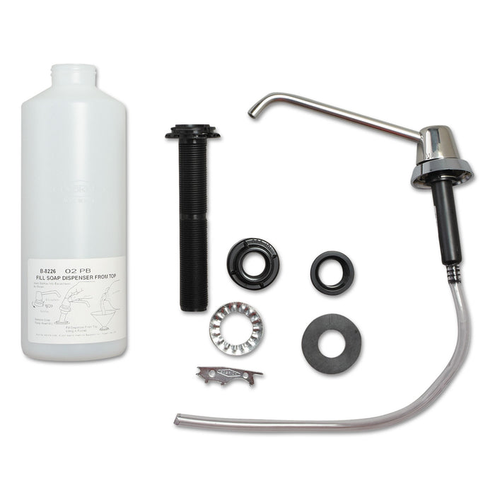 Counter-Mounted Soap Dispenser, 34 oz,  3" x 4" x 6", Stainless Steel