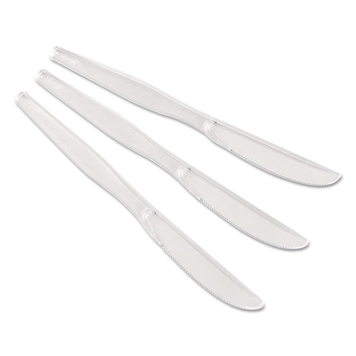 Heavyweight Polystyrene Cutlery, Knives, Clear, 1,000/Carton