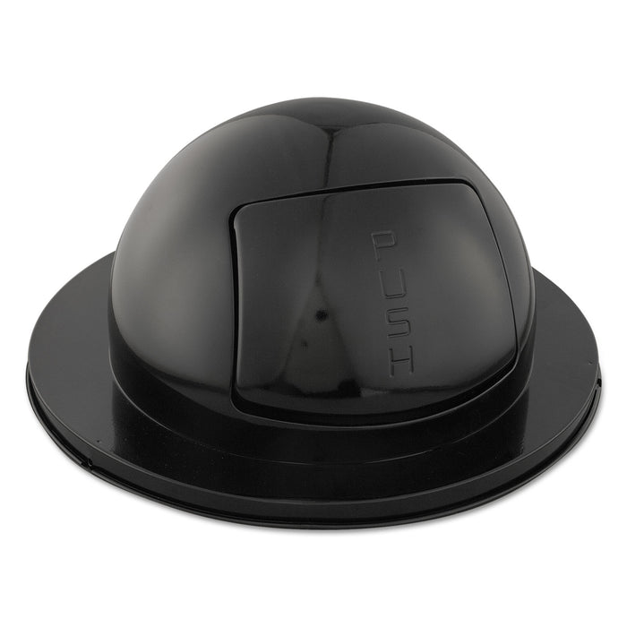 Domed Drum Lid with Push Door, Round, 24.5 x 12.25, Black