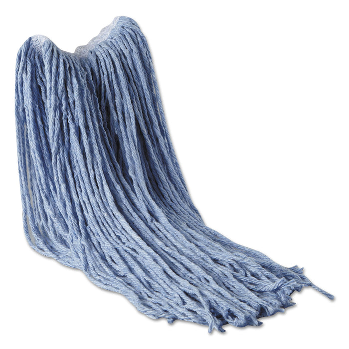 Synthetic Blend Mop Head, 16 oz, 1" Headband, Blue, 6/Carton