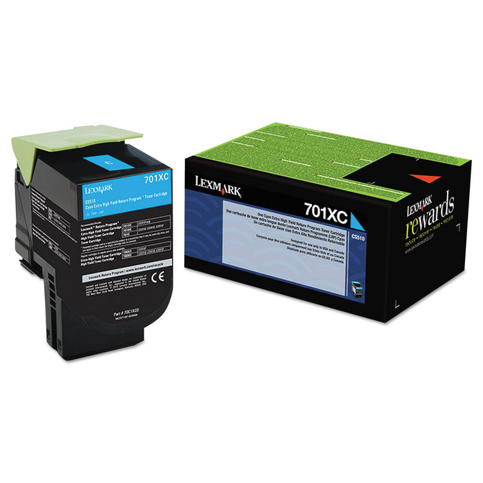 70C1XC0 Return Program Extra High-Yield Toner, 4000 Page-Yield, Cyan