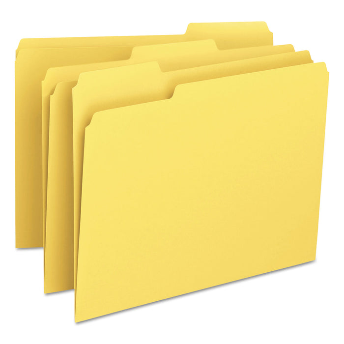 Colored File Folders, 1/3-Cut Tabs, Letter Size, Yellow, 100/Box