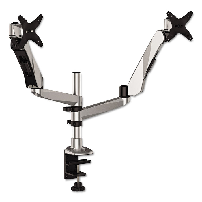 Dual Monitor Arm Mount, 5w x 21.5d x 27h, Silver