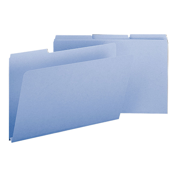 Expanding Recycled Heavy Pressboard Folders, 1/3-Cut Tabs, 1" Expansion, Legal Size, Blue, 25/Box