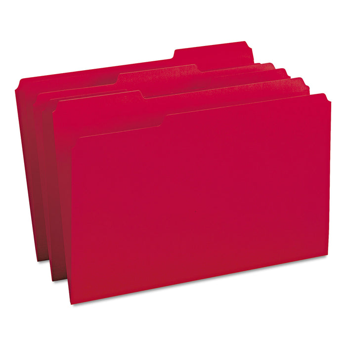 Colored File Folders, 1/3-Cut Tabs, Legal Size, Red, 100/Box