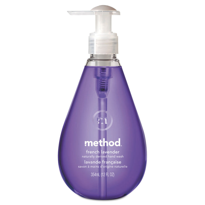 Gel Hand Wash, French Lavender, 12 oz Pump Bottle, 6/Carton