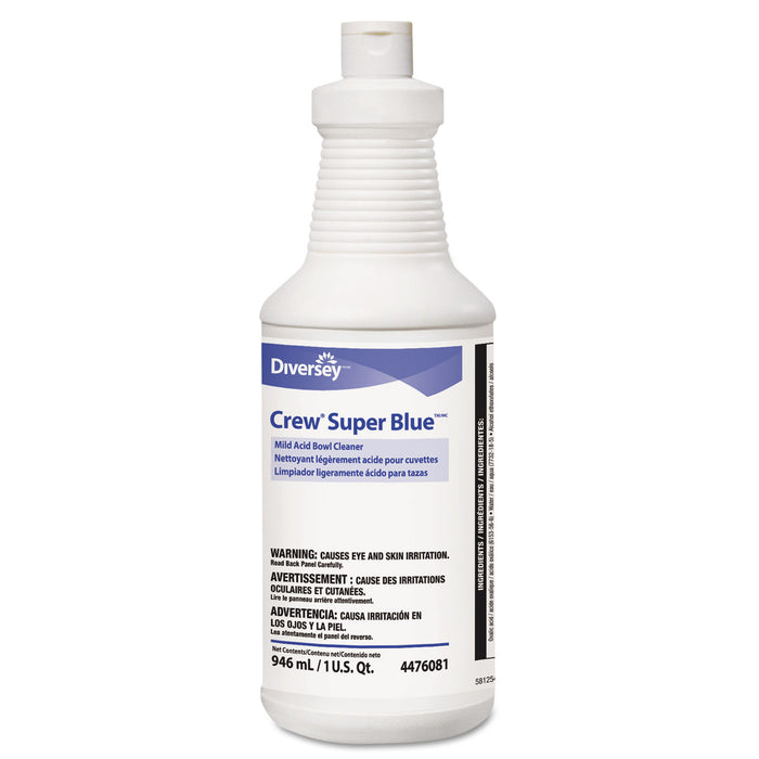 Crew Super Blue Mild Acid Bowl Cleaner, Citrus, 32oz Squeeze Bottle,12/Carton