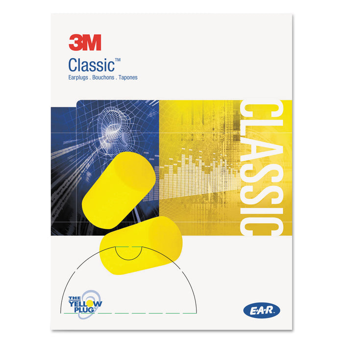E·A·R Classic Small Earplugs in Pillow Paks, PVC Foam, Yellow, 200 Pairs