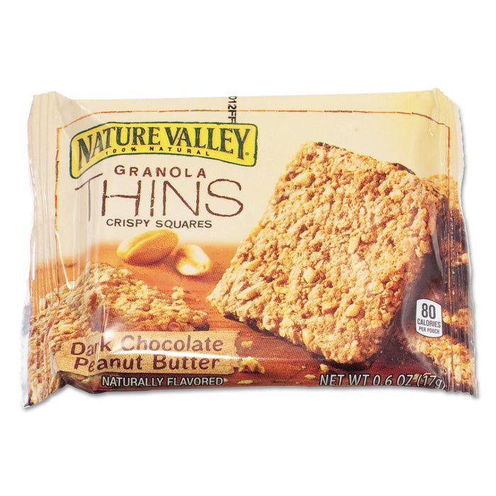 Dark Chocolate Peanut Butter Granola Thins, 0.6 oz, Individually Wrapped, 15/Box