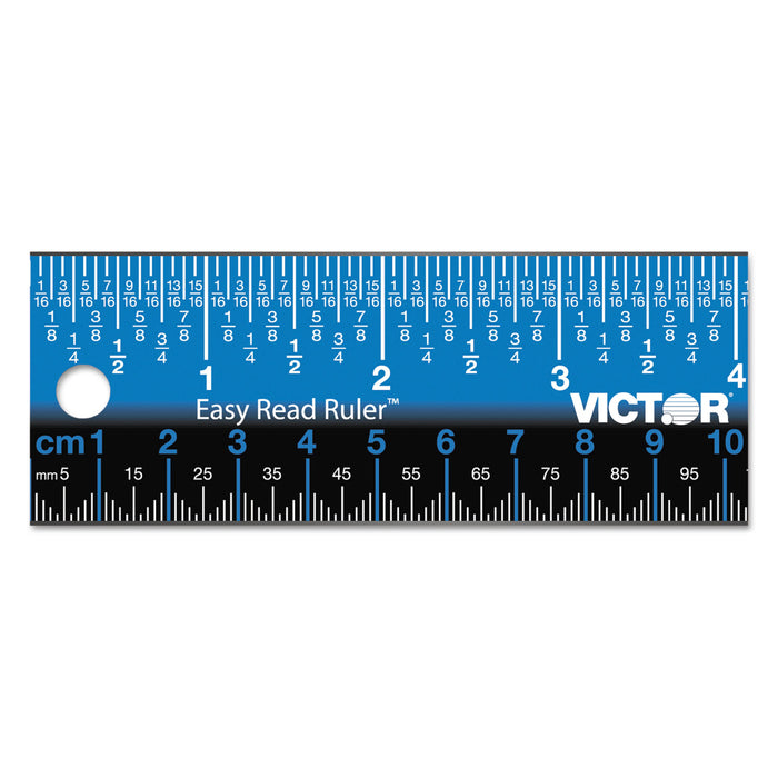 Easy Read Stainless Steel Ruler, Standard/Metric, 12", Blue