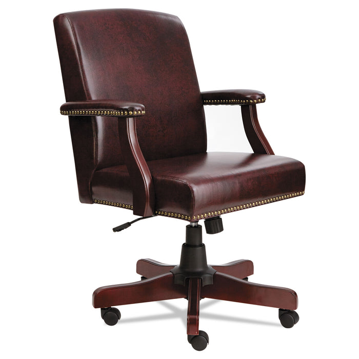 Alera Traditional Series Mid-Back Chair, Supports up to 275 lbs, Oxblood Burgundy Seat/Oxblood Burgundy Back, Mahogany Base