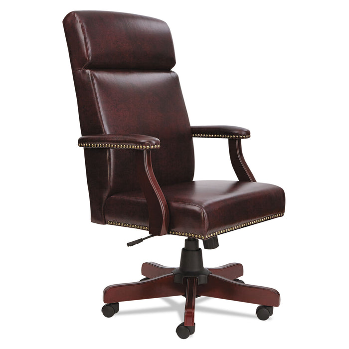 Alera Traditional Series High-Back Chair, Supports up to 275 lbs, Oxblood Burgundy Seat/Oxblood Burgundy Back, Mahogany Base