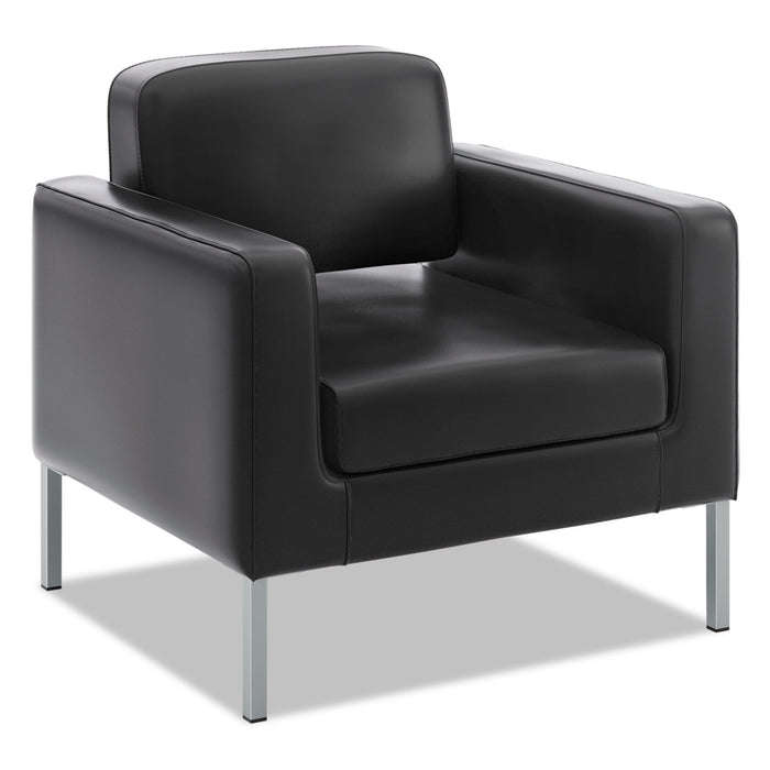 Corral Club Chair, 31.5" x 28" x 30.5", Black Seat/Black Back, Platinum Base