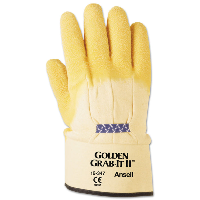 Golden Grab-It II Heavy-Duty Work Gloves, Size 10, Latex/Jersey, Yellow, 12 PR