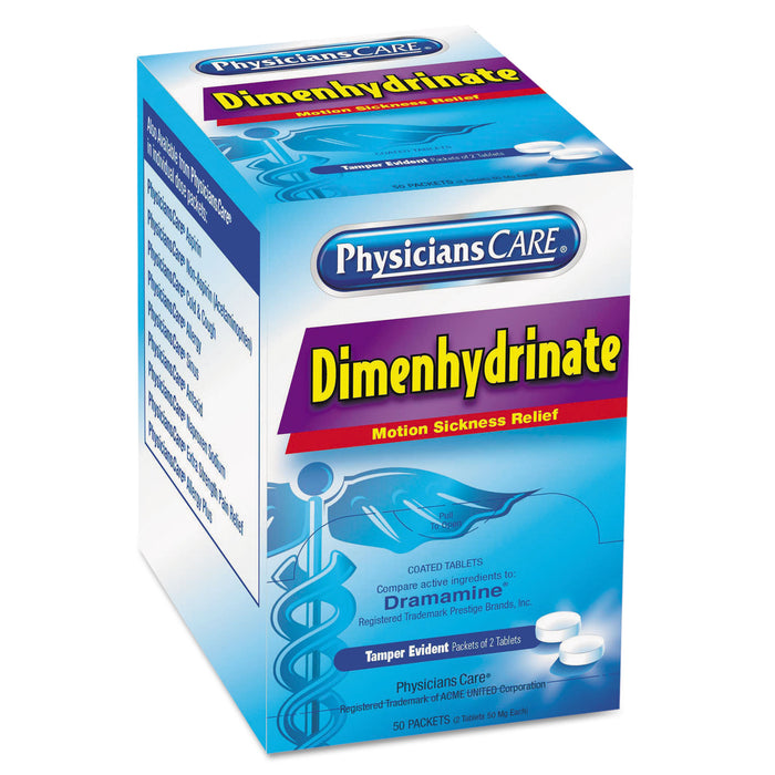 Dimenhydrinate (Motion Sickness) Tablets, 2/Pack, 50 Pack/Box