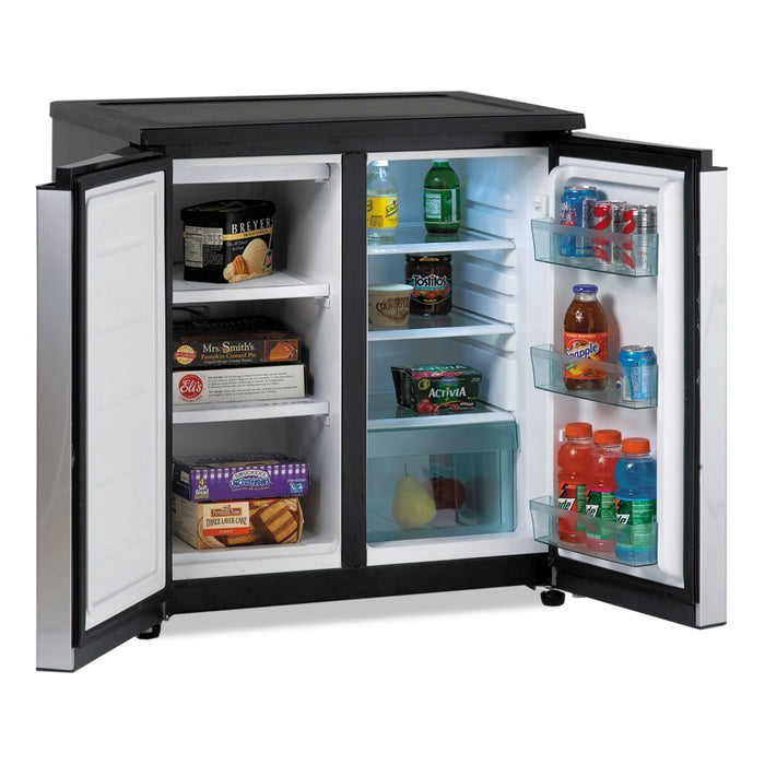 5.5 CF Side by Side Refrigerator/Freezer, Black/Stainless Steel