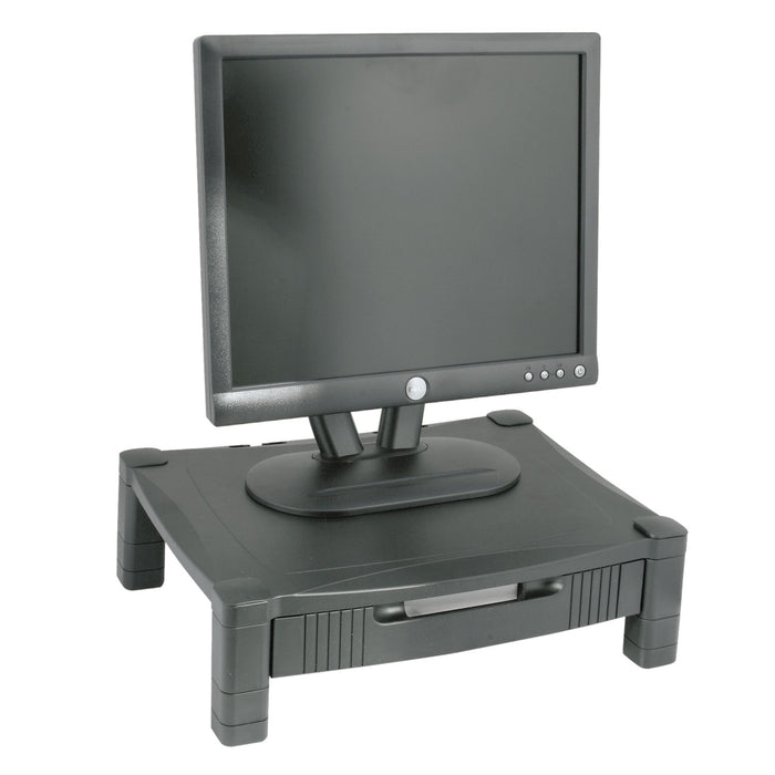 Height-Adjustable Stand with Drawer, 17 x 13 1/4 x 3 to 6 1/2, Black