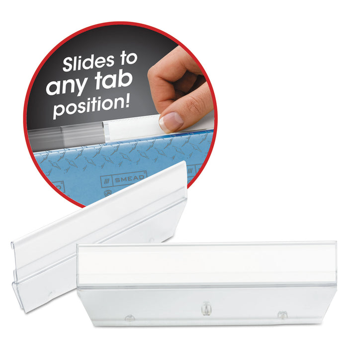 Easy Slide Hanging Folder Tab, 1/3-Cut Tabs, White/Clear, 3.5" Wide, 18/Pack