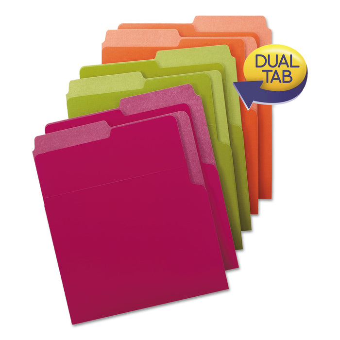 Organized Up Heavyweight Vertical File Folders, 1/2-Cut Tabs, Letter Size, Assorted, 6/Pack