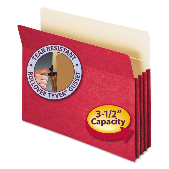 Colored File Pockets, 3.5" Expansion, Letter Size, Red