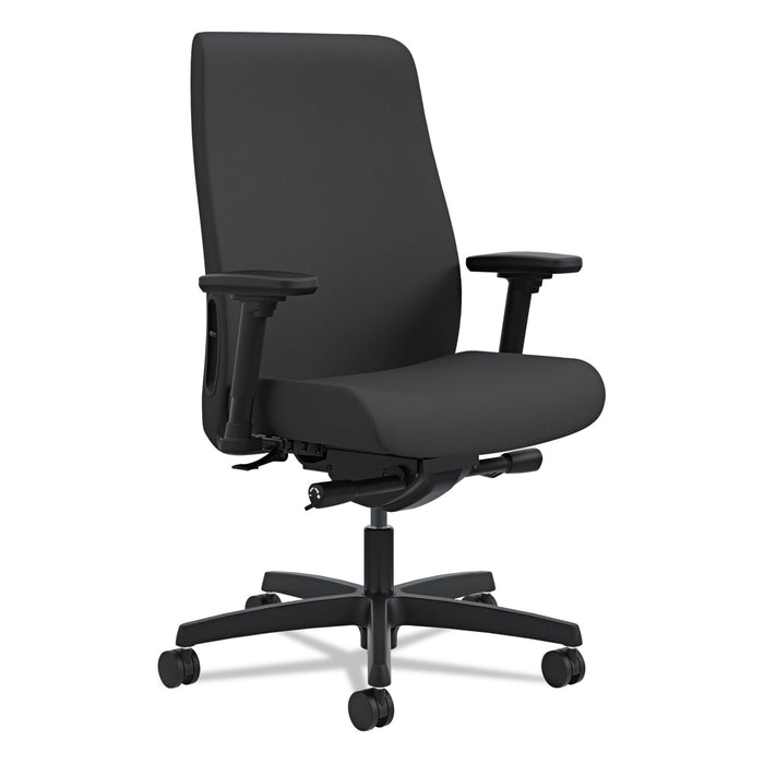 Endorse Upholstered Mid-Back Work Chair, Supports up to 300 lbs., Black Seat/Black Back, Black Base