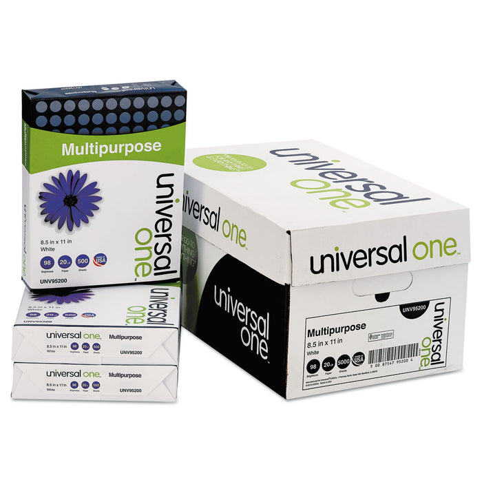Deluxe Multipurpose Paper, 98 Bright, 20lb, 8.5 x 11, Bright White, 500 Sheets/Ream, 10 Reams/Carton