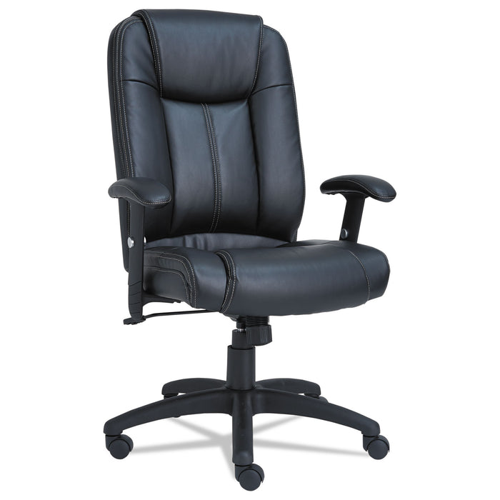 Alera CC Series Executive High-Back Swivel/Tilt Leather Chair, Supports up to 275 lbs., Black Seat/Black Back, Black Base