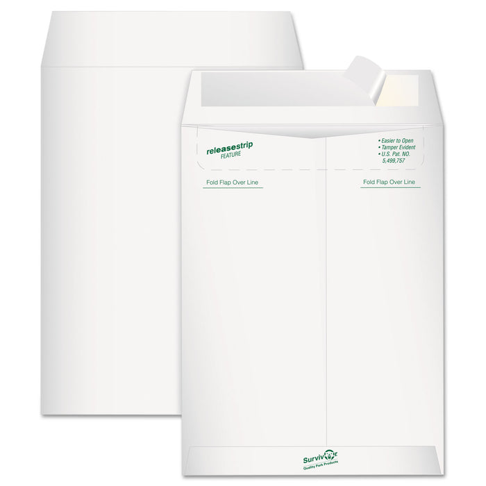 Catalog Mailers, DuPont Tyvek, #13 1/2, Cheese Blade Flap, Redi-Strip Closure, 10 x 13, White, 12/Pack