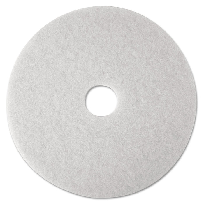 Low-Speed Super Polishing Floor Pads 4100, 14" Diameter, White, 5/Carton