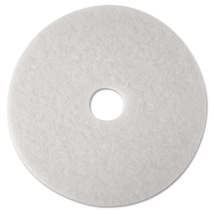 Low-Speed Super Polishing Floor Pads 4100, 16" Diameter, White, 5/Carton