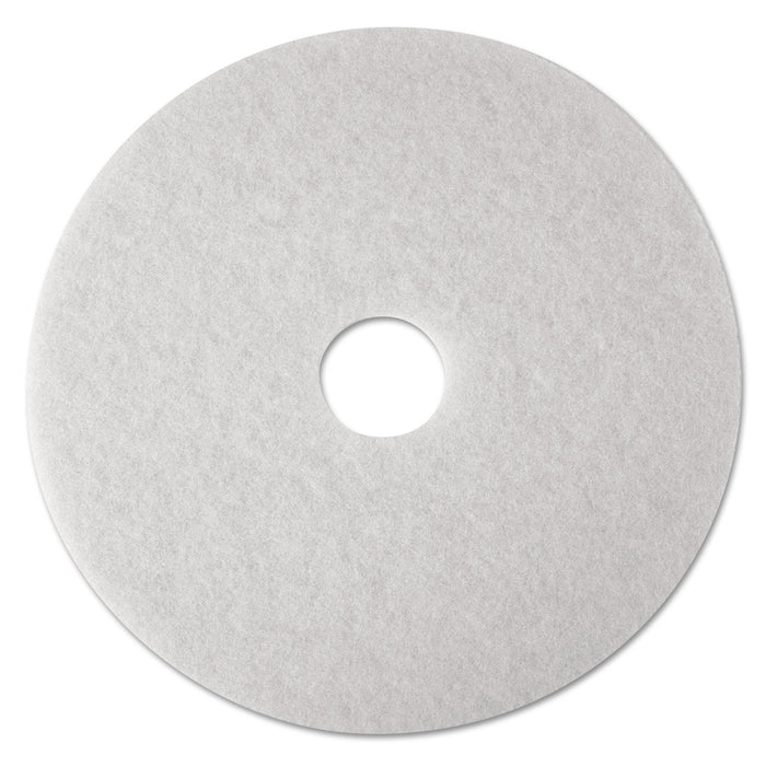 Low-Speed Super Polishing Floor Pads 4100, 24" Diameter, White, 5/Carton