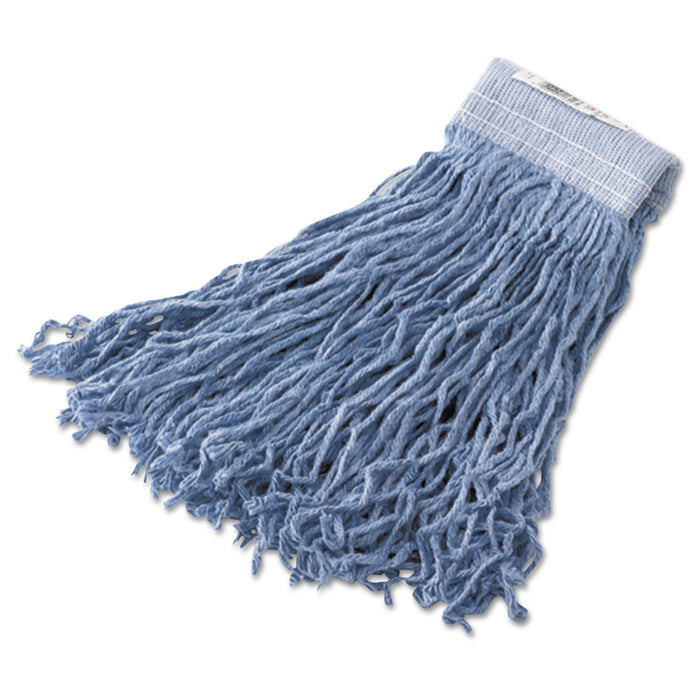 Synthetic Wet Mop Heads, Blue, 16 oz, 5-In Blue Headband, 6/Carton