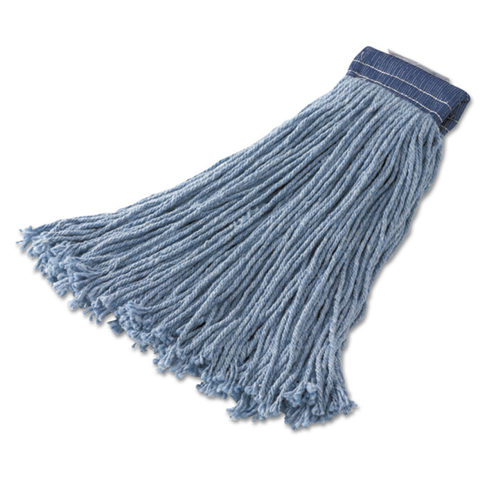 Non-Launderable Cotton/Synthetic Cut-End Wet Mop Heads, Cotton/Synthetic, 32 oz, Blue,12/Carton