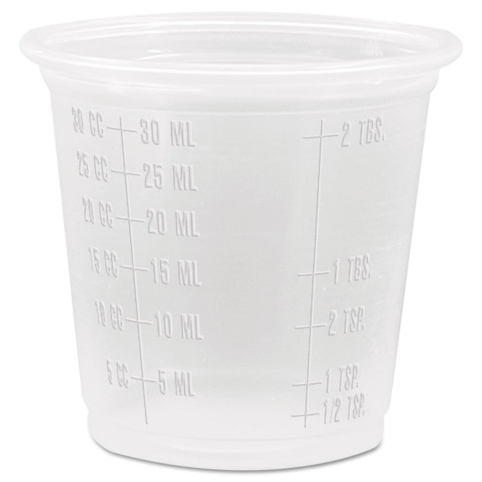 Conex Complements Graduated Plastic Portion Cups, 1.25oz, Translucent, 2500/CT